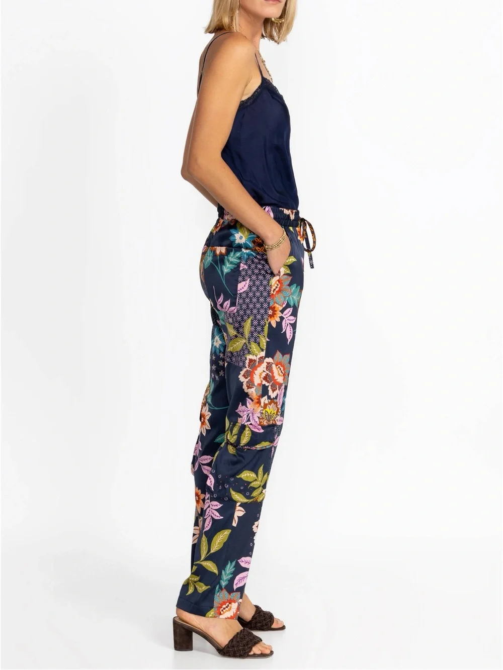 Johnny Was Delfino Kelly Navy Floral Wide-Leg Pants